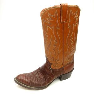 Justin USA Style Lizard Skin Exotic Leather Western Cowboy Work Boots Size 8.5 A